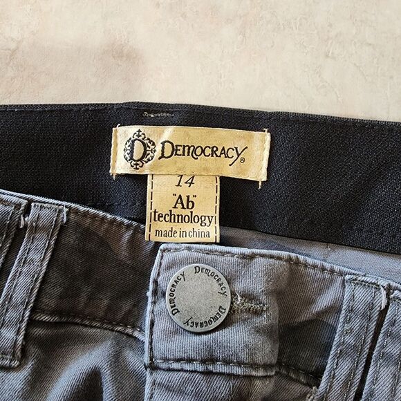 Democracy Ab Technology Gray Camo Slimming Zipper Accent Women's Skinny jeans 14 - Picture 5 of 6